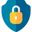 Blue shield with a yellow padlock
